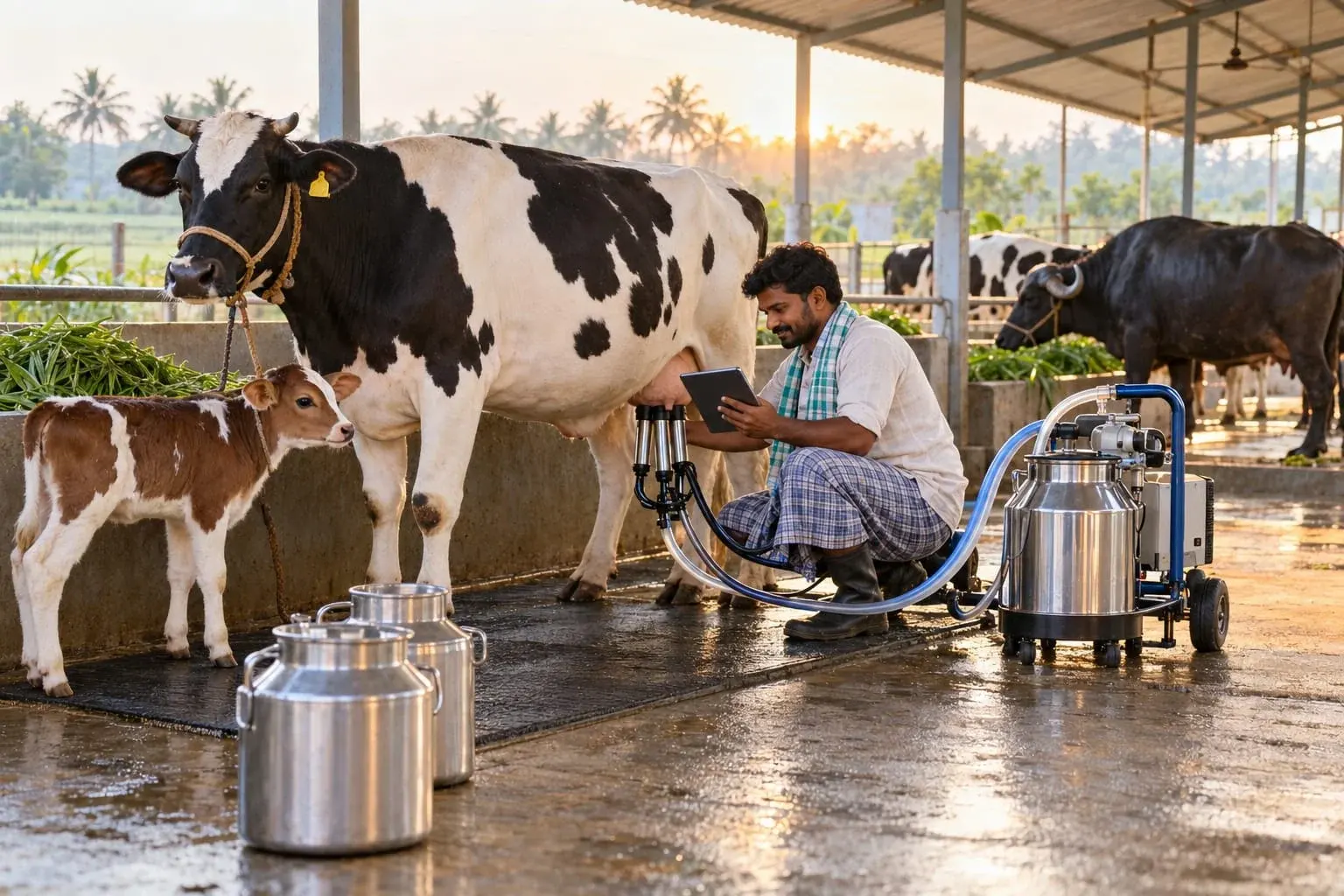 Mechanized Milking Machine & Litre Yield Logging